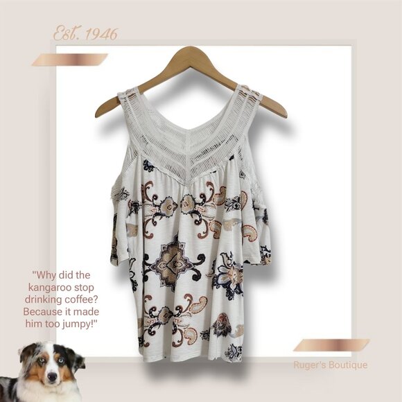 🌿Est. 1946 Women's Boho Paisley Print Cold-Shoulder Top - Size Large - Picture 11 of 12